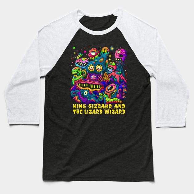 King Gizzard & The Lizard Wizard - Original Fan Art Baseball T-Shirt by unknown_pleasures